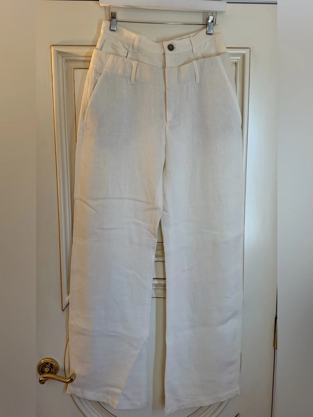 Zara Wide-Leg Linen Blend Pants in White
